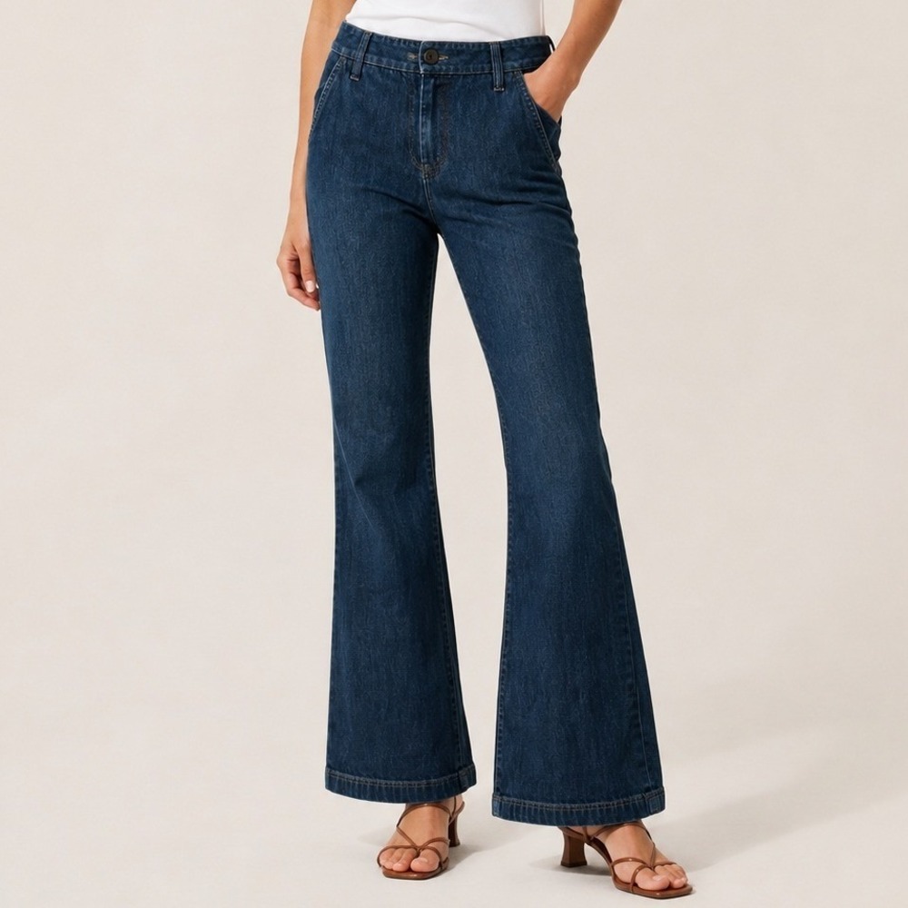 Ann Taylor Dark Wash Bootcut Jeans Womens 6 Stretch Denim High Rise Flare Cotton